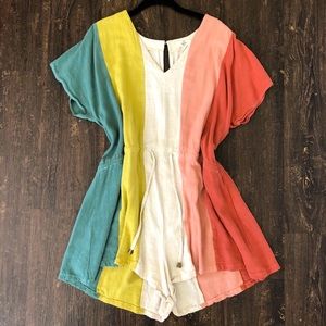 Color block short sleeve romper